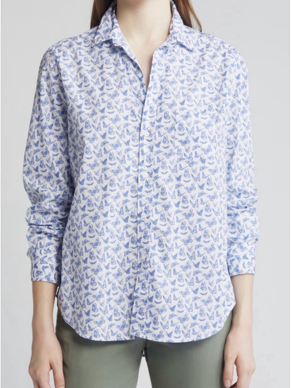 Frank & Eileen Button-Down Shirt with Blue Butterfly Print